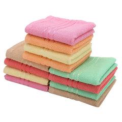 Weavers Villa Cotton Plain Soft Face/Hand Towel 1800 Gsm (Multicolour) - Set Of 12