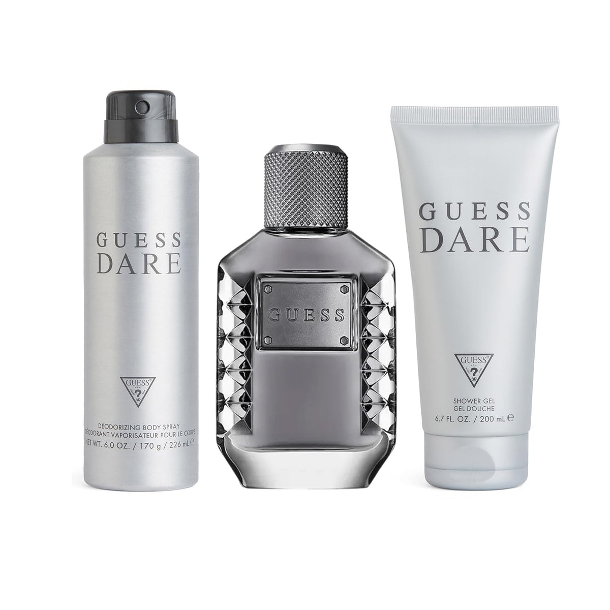 Guess Dare Eau De Toilette 3.4 Fl.oz. + Shower Gel 6.7 Fl.oz.+ Body Spray 5.9 Oz. | Perfect Gift Set For Men