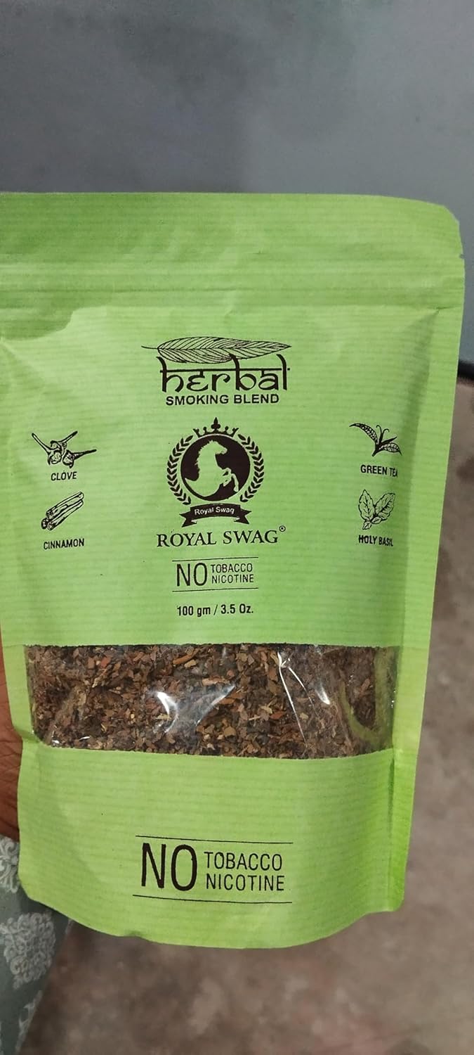 Royal Swag Tobacco & Nicotine Free Smoking Mixture Powder With 100% Natural Herbal Smoking Blend Of Clove 1 Pack - 100gm With Wooden Pipe