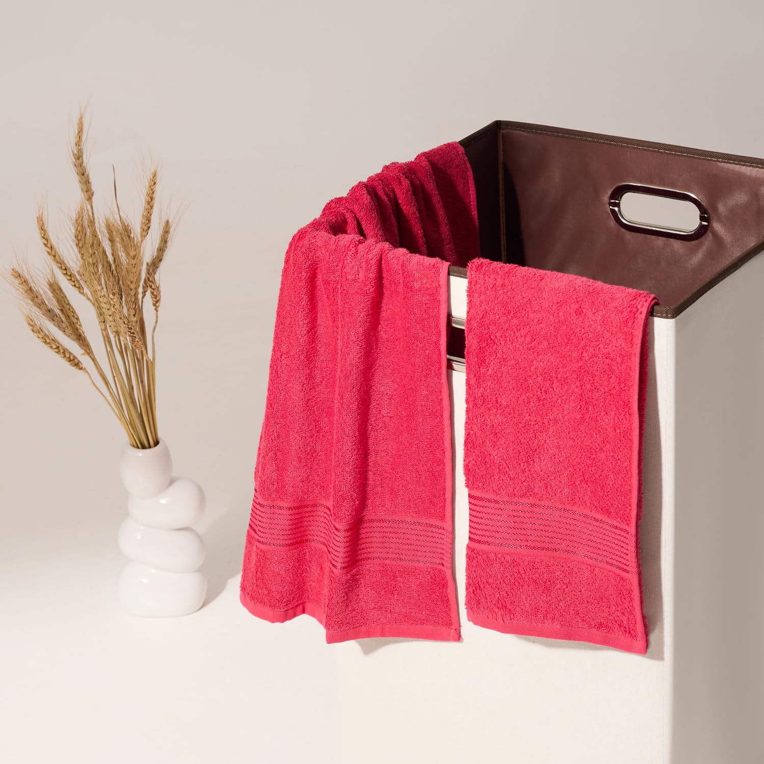 Kopa By Bianca 100% Cotton Soft Terry Towel Bath Towel L D`Ross 900 Gsm | Super Absorbent, Lightweight, Odour Free Bath Towel (Red) - 2 Pcs
