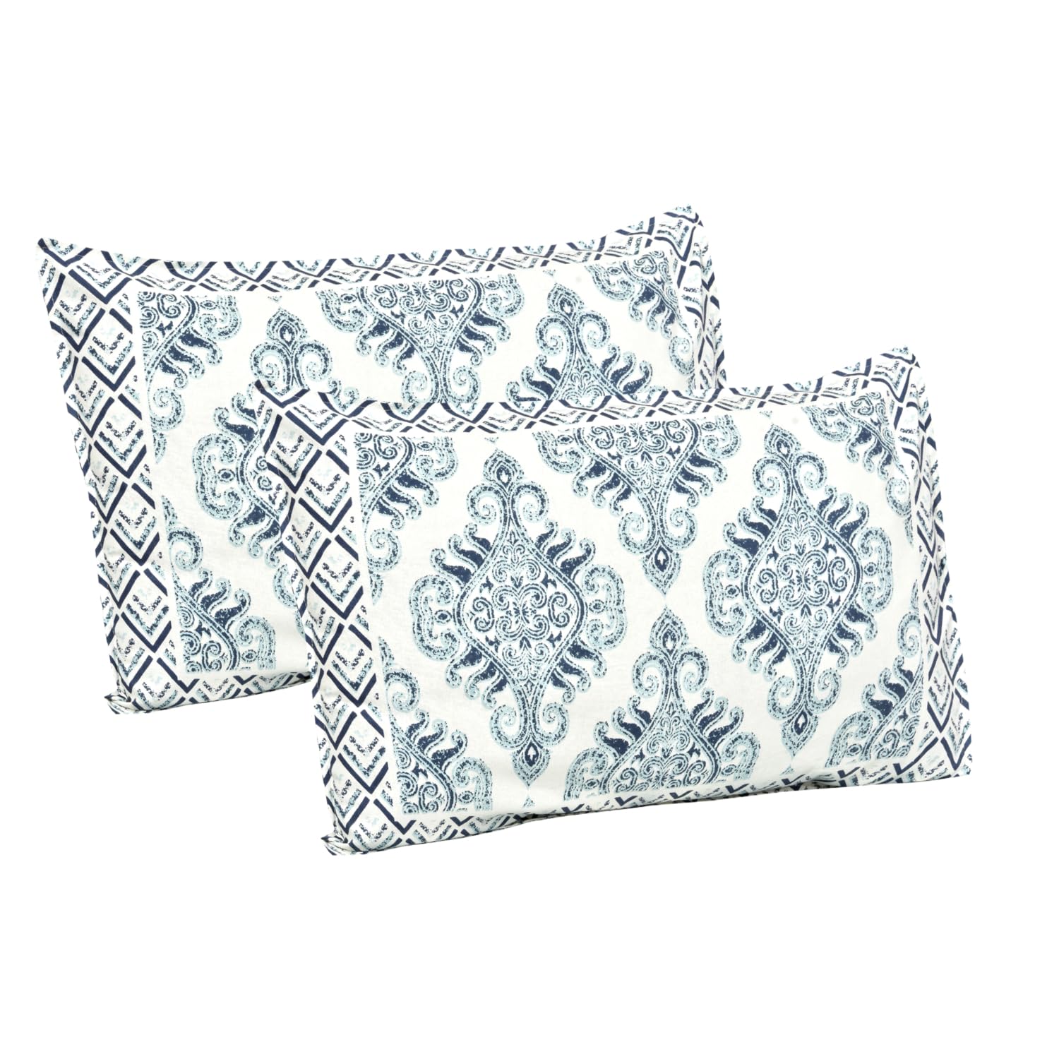 100% Cotton Jaipuri Bedsheet For King Size (90 X 103 Inches, Cream & Blue) With 2 Pillow Covers | Perfect For Everyday Use, Guest Rooms, Or Gifting On Special Occasions