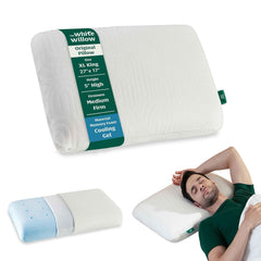 Cooling Gel Memory Foam Pillow, Orthopedic Pillow, White - XL King - 5 Inch | For Neck & Shoulder Pain Relief, Medium Firm Support For All Sleepers | Hypoallergenic & Hygienic Pillow