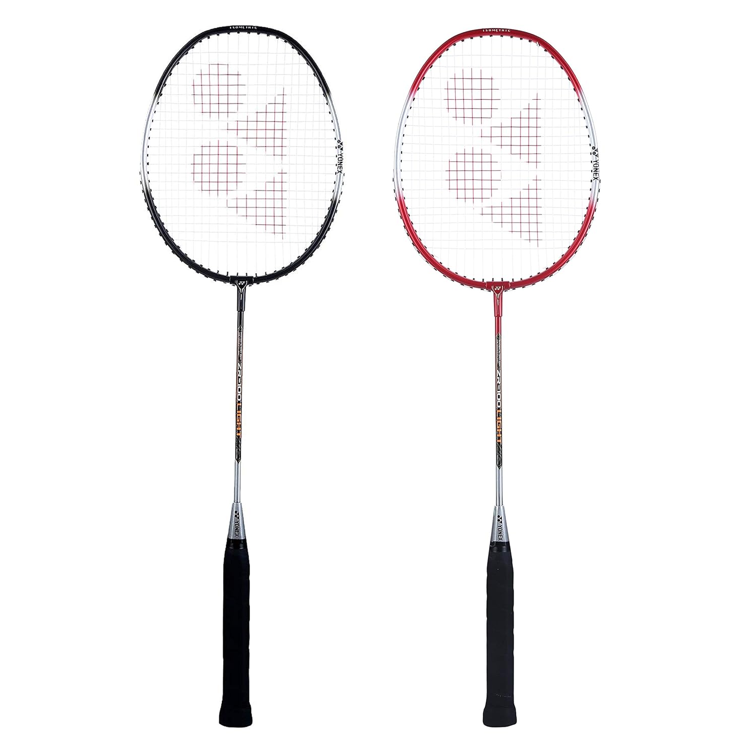 Yonex ZR 100 LIGHT Aluminium Badminton Racquet With Full Cover, Set Of 2 | Colour - Black + Red, Grip Size - G4 3 3/4 inches