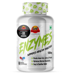 Sap Nutrition Enzymes Supports Healthy Digestion Supplement 1000mg 2 Tablet Serving Size For Men And Women | 60 Tablets, 100gm 0.2lbs