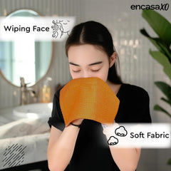 Encasa Xo Kitchen Hand Towels Set 150 Gsm | Waffle Weave & Flat Hand Towel | Quick Drying Reusable Cotton Washcloths | Set Of 6 (Gold)