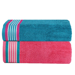 Casa Copenhagen Germany Design He & She Collection 100% Cotton Hand Towel 740 Gsm (Teal & Pink)- 6 Pcs