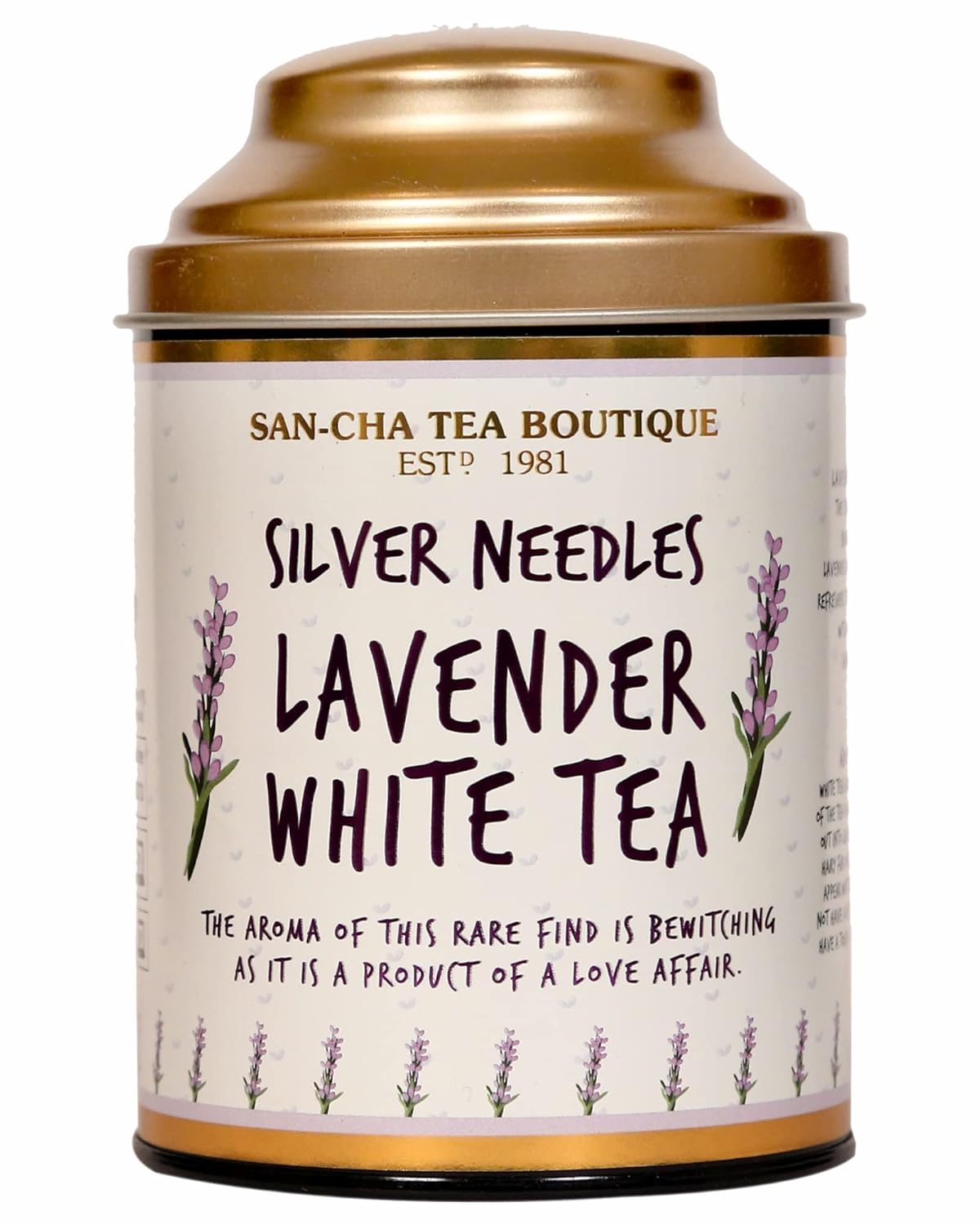 San-Cha Silver Needles Lavender White Tea - 75gm, 2.6 Ounce | Stress Relief & Cleansing, Supports Calmness - Low Caffeine, Richest In Antioxidants