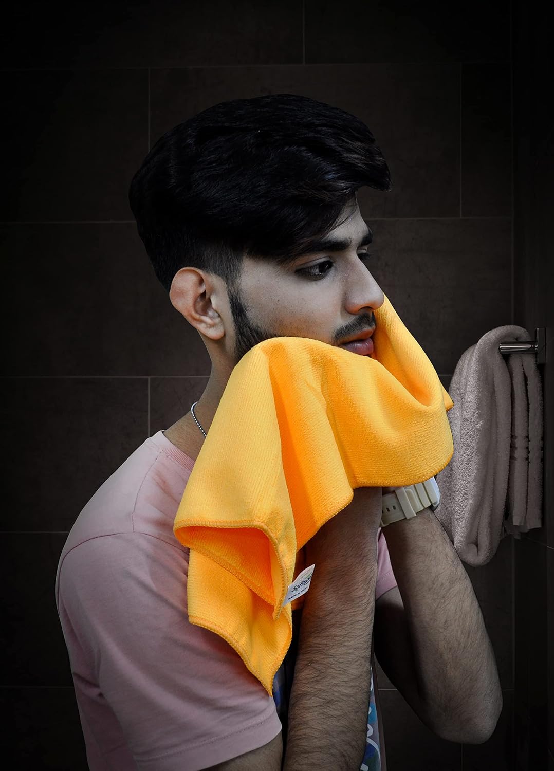 Softspun Microfiber Gym & Sports Sweat Towel 340 Gsm | Ultra Absorbent Lightweight Ultracompact Quick Drying For Working Out, Camping Hiking Travel Men & Women (Orange)