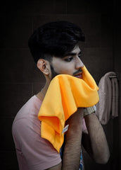 Softspun Microfiber Gym & Sports Sweat Towel 340 Gsm | Ultra Absorbent Lightweight Ultracompact Quick Drying For Working Out, Camping Hiking Travel Men & Women (Orange)