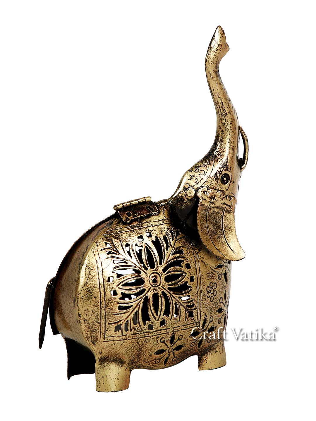 ELEPHANT SHOWPIECE STATUE IRON TEA LIGHT CANDLE HOLDER LANTERN STAND CANDLE