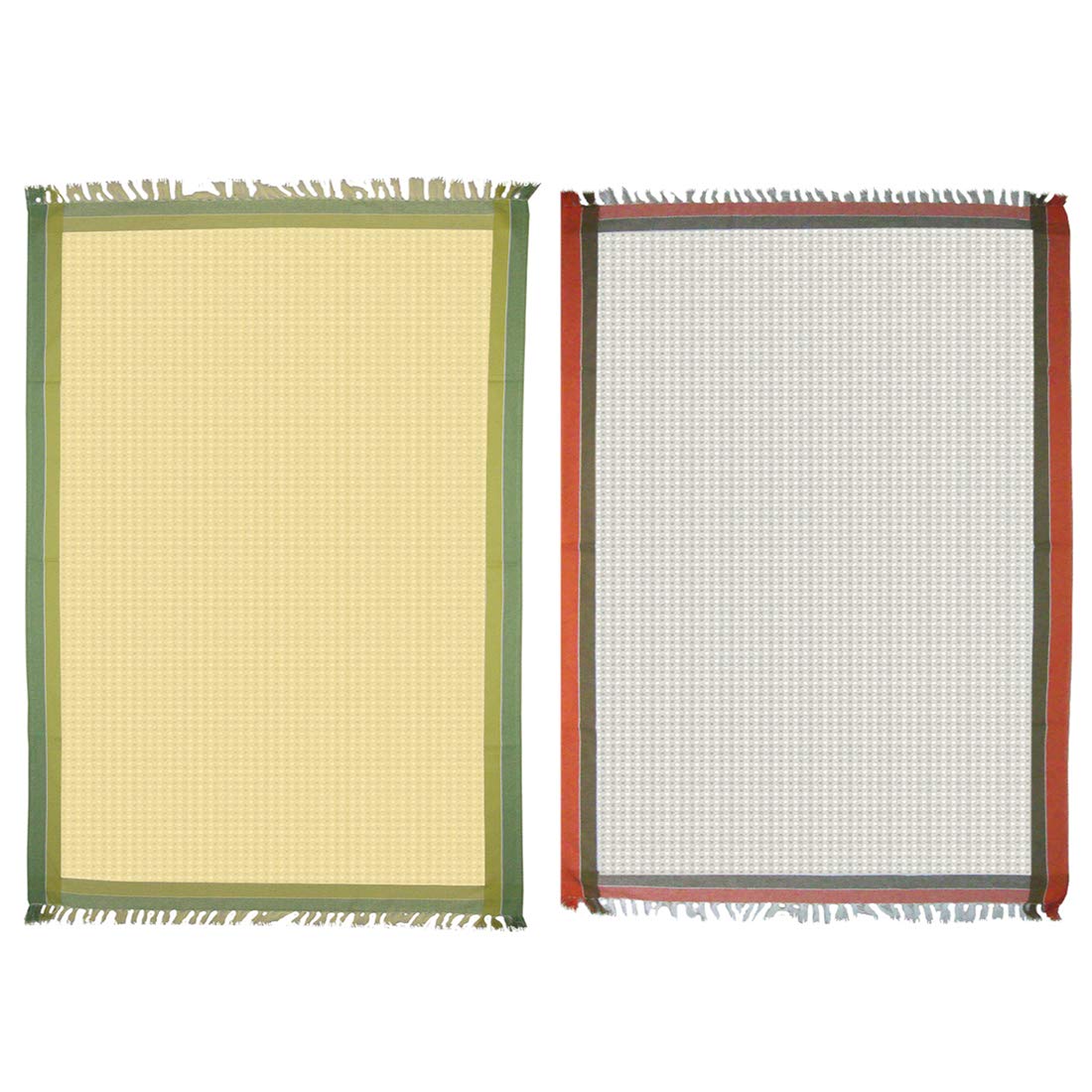 Athom Trendz Living Light Weight Cotton Premium Waffle Border Bath Towel 480 Gsm | Pack Of 2 (Multi15)
