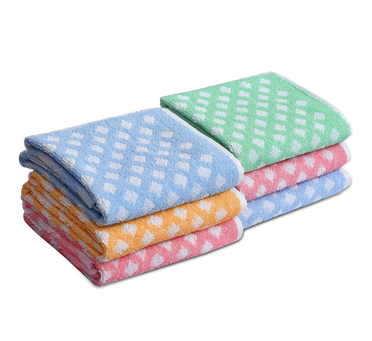 Outlay Home 100% Cotton Soft & Absorbent Hand Towels 900 Gsm (Multicolor)- 6 Pieces