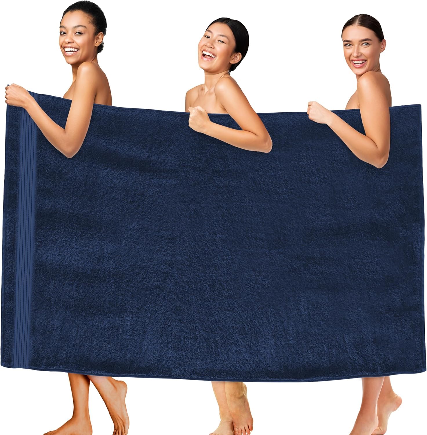 Tiqh 100% Organic Cotton Bath Towel 600 Gsm | Highly Absorbent & Quick Dry Extra Large Bath & Beach Jumbo Bath Sheet Oversized Bath Towel Extra Large (Navy Blue)