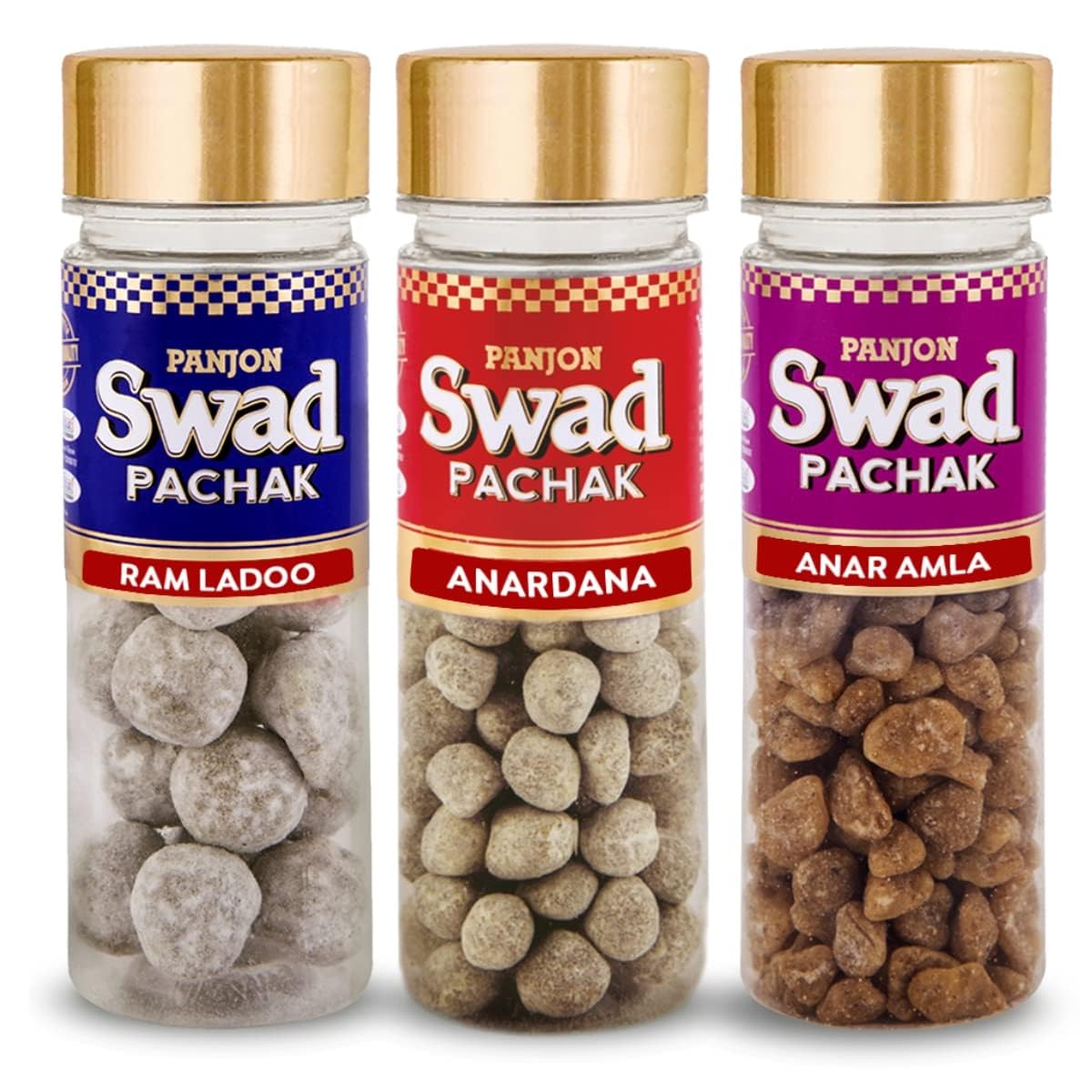 Panjon Swad Imli Ram Ladoo, Hing Peda & Anar Amla Candy 1110gm, (370gm *3 Bottles)
