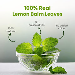 Blue Tea Lemon Balm Herbal Tea - 50gm Reusable Pet Jar, 1.7 Ounce, 50+ Cups | Relieves Stress, Reduces Bloating, Improves Digestion - Caffeine Free, Non-GMO