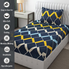 Microfiber Single Bedsheet Set With 1 Pillow Covers (60 X 90 Inches) Dark Blue | Durable & Long-Lasting | 144 Thread Count | Wrinkle Free