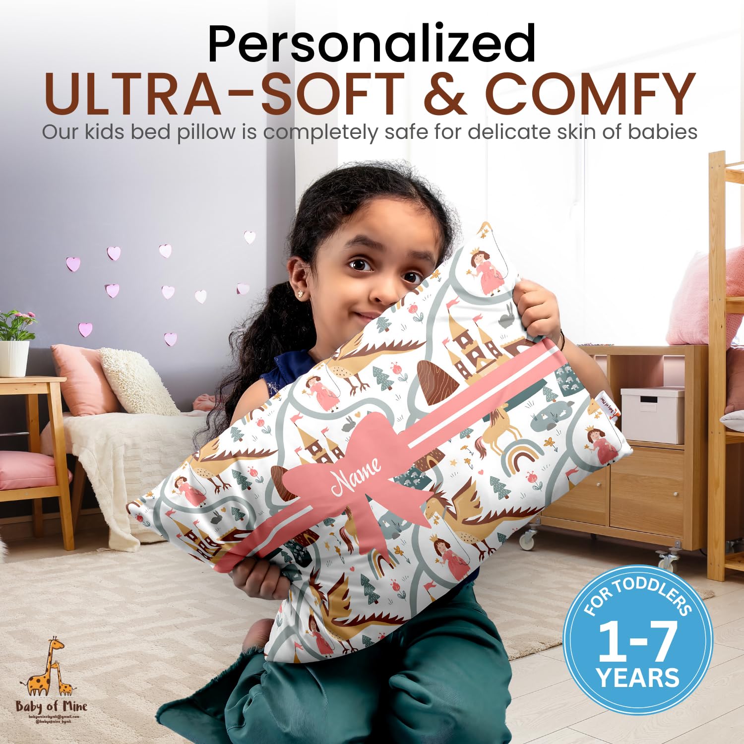 Personalized Pillow For Kids, Super Soft Cotton Kids Cushion - 12 X 18 Inches | Custom Name, For 5 Years Old Kids, Adorable Prints | For Head, Neck Support Baby Pillow - Pillow 16