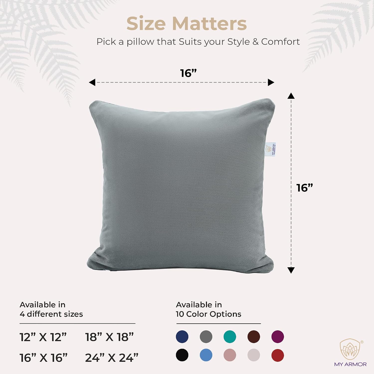 Microfiber Square Soft Pillow Cushion For Sofa & Bed, Grey - 16 X 16 Inch | Fluffy For Comfort & Back Support | Hypoallergenic, Washable | Premium Velvet Outer Cover With Zip - Pack Of 5