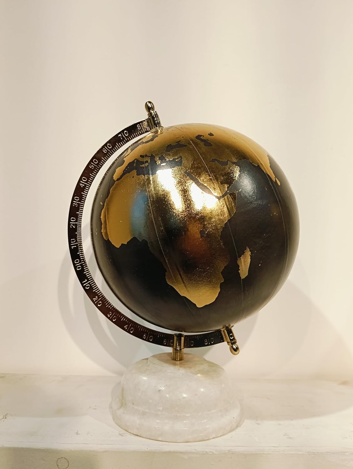 Rotating World Globe 8 Inch With Metal Arc & Marble Stand For Show Piece For Home Decor, Office Decor, Study Table, Birthday, Party Gifts & Students Learning, Pack Of 1
