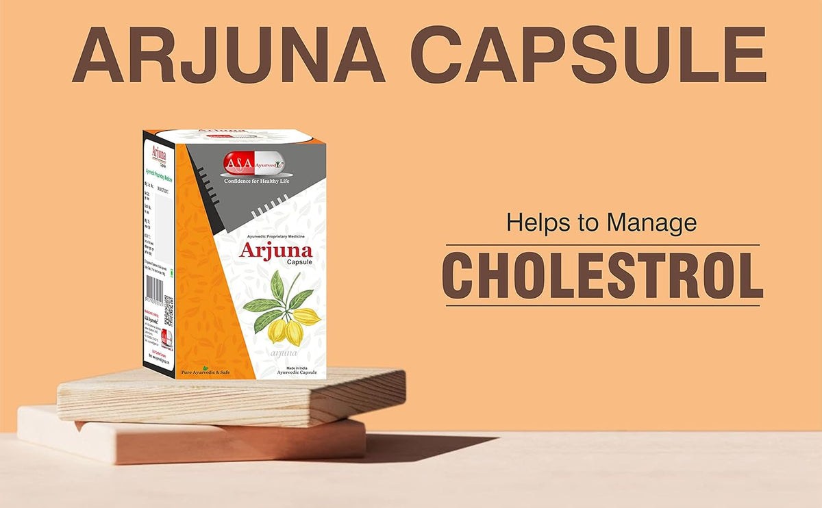 A & A Ayurvedic Arjuna Capsule Arjuna Extract Capsule Arjuna Bark Capsule, Cardiac Wellness, Manage Blood Circulation To Heart, Maintains Cholesterol Level | 60 Capsules 100gm 0.2lbs Each pack of 2