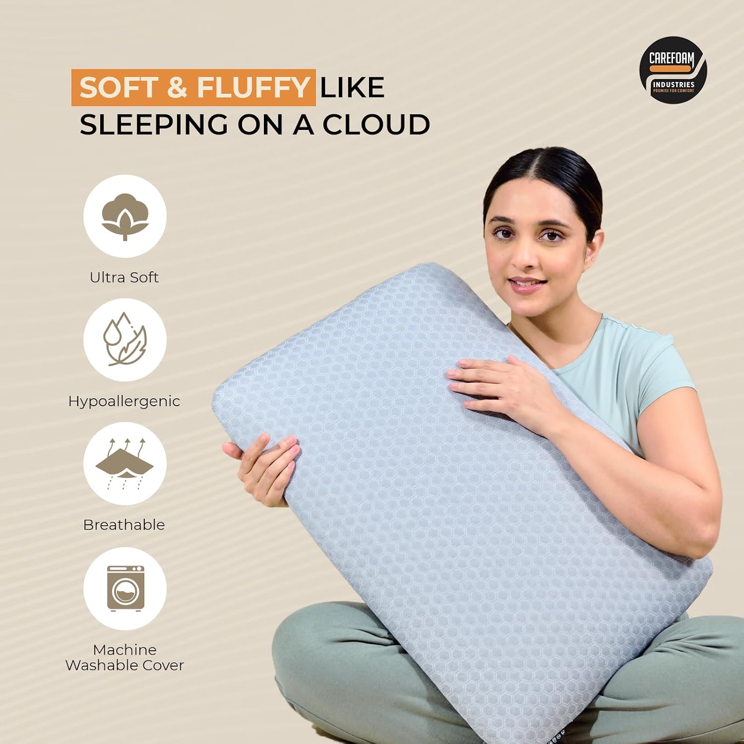 Orthopedic Memory Foam Pillow For Comfortable Sleep, Grey - 24 X 16 X 4 Inch | For Neck & Shoulder Pain Relief With Removable Zipper Grey Jacquard Cover | Back, Stomach Sleepers - Pack Of 1