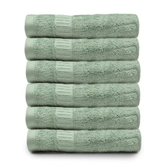 Mush Bamboo Hand Towels 600 Gsm | 100% Bamboo Gym Towel For Men & Women Workout Ultra Soft, Absorbent & Quick Dry Towel (Green)- Set Of 6