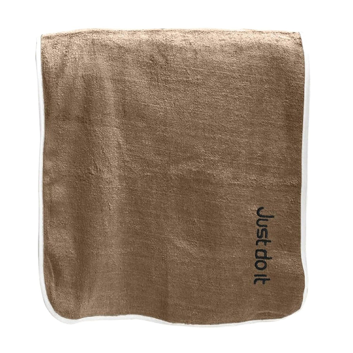 Housse Premium Soft Microfiber Embroidery Bath Towel 350 Gsm | Soft Absorbent Quick-Drying Sweat Towel (Just Do It - Brown)