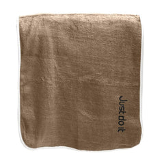 Housse Premium Soft Microfiber Embroidery Bath Towel 350 Gsm | Soft Absorbent Quick-Drying Sweat Towel (Just Do It - Brown)