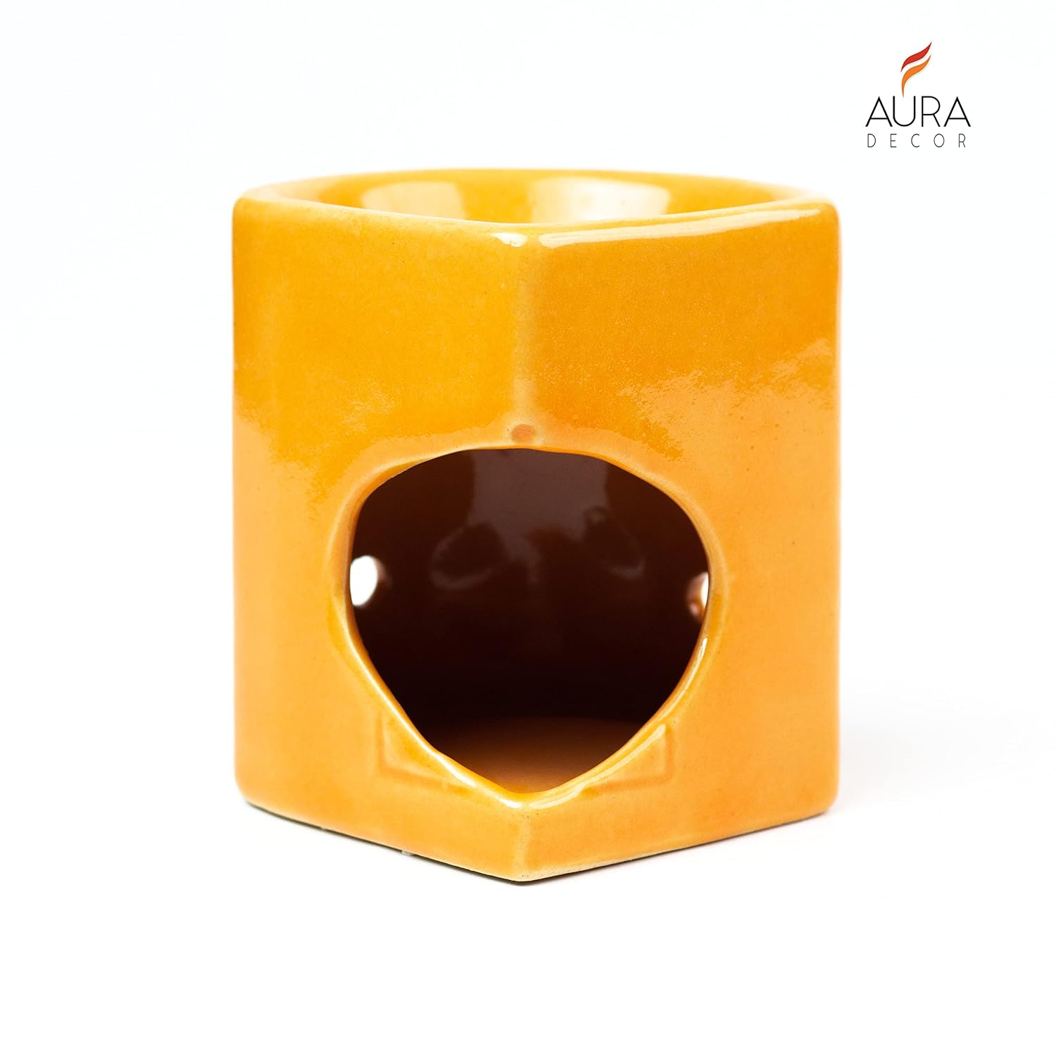 YELLOW HANDCRAFTED SMALL CERAMIC BURNER WITH 1 T-LIGHT CANDLE USE FOR IN HOMES