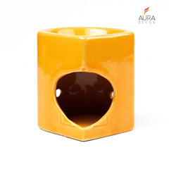 YELLOW HANDCRAFTED SMALL CERAMIC BURNER WITH 1 T-LIGHT CANDLE USE FOR IN HOMES