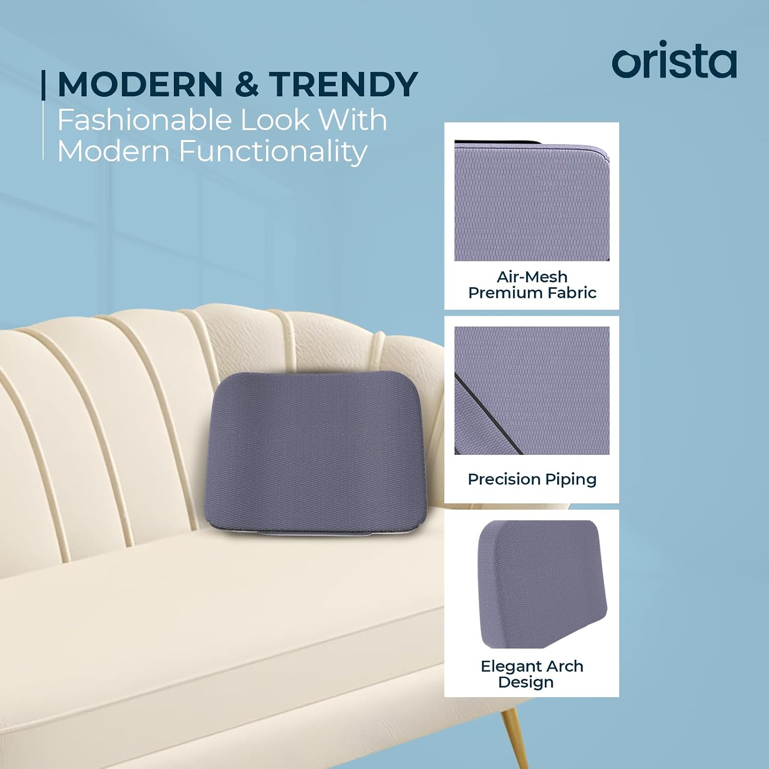 Lite Lap Desk Pillow, Soft & Comfortable, Ideal For Laptop Reading & Gaming, Grayish Blue Mesh | Built-In Storage Pocket & Handle | Perfect For Bed, Sofa & Floor | Multipurpose Workspace