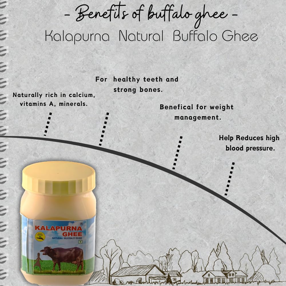 Pure Premium Desi Cow & Buffalo Ghee By Kalapurna Ghee | Delicious & Nutritious Healthy Desi Ghee For Sweets | 1 Litre (500ml * 2) 33.8 Ounce | Combo Pack