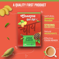 Chaayos Adrak Elaichi Desi Chai - 200gm, 7.05 Ounce, 100 Cups | Ginger & Cardamom Tea - Premium Desi Chai Patti For Authentic Masala Flavour | Immunity Booster - Medium Caffeine