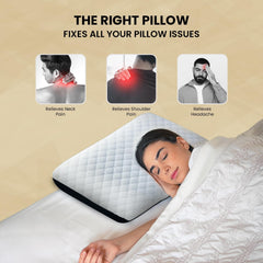 Cooling Gel Memory Foam Pillow For Spondylitis Neck & Shoulder Pain Relief, White, Size - Standard | Cervical Pillows For Sleeping, Designed For Orthopedic & Ergonomic Support