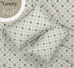 100% Cotton Feel Bedsheets With 2 Large Size Pillow Covers | 90 X 100 Inches, Grey & White - Double Bed King Size | Soft & Breathable & Wrinkle Free Premium Printed Design