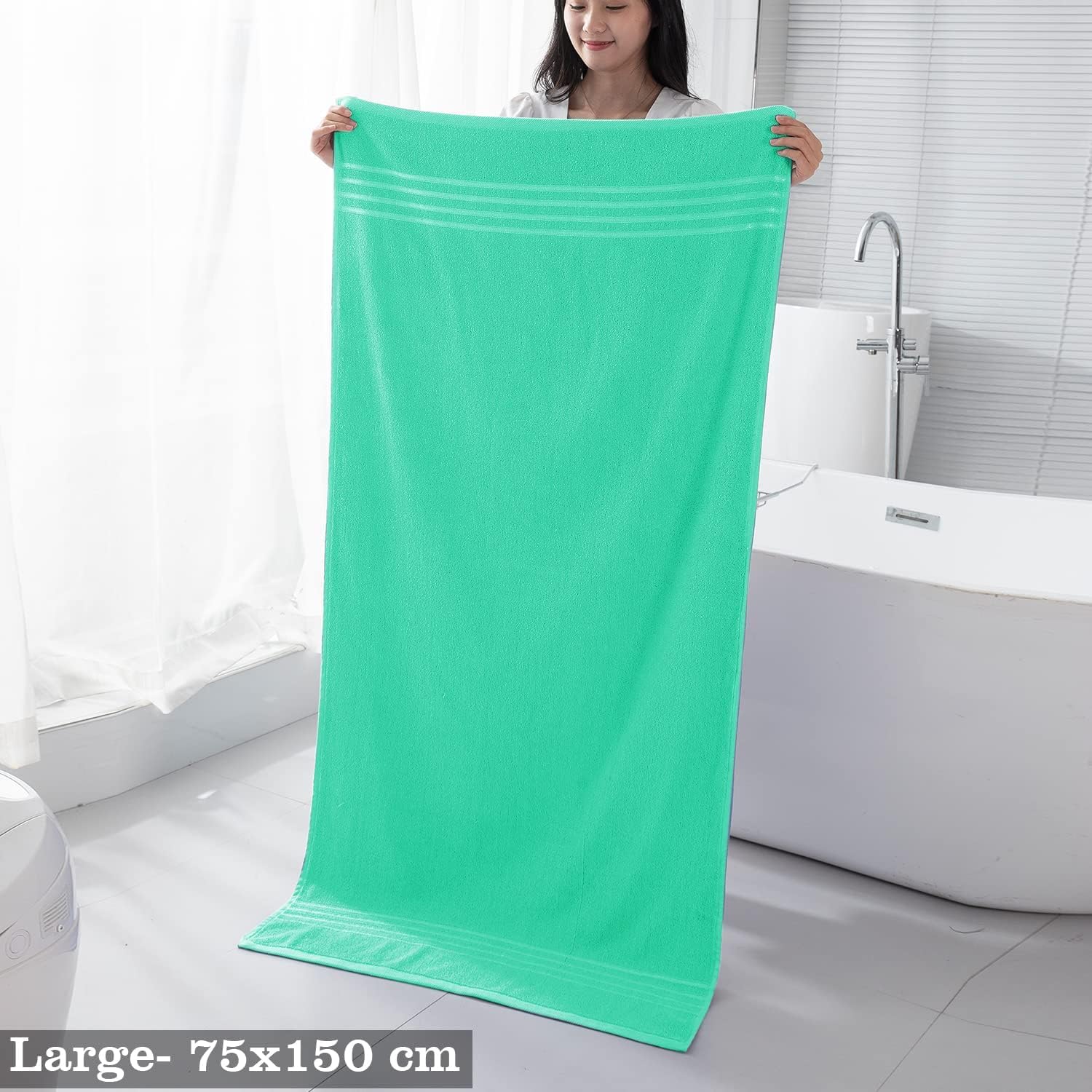 Prexa 100% Cotton Bath Towel 450 Gsm | Soft Bath Towel For Men & Women Ultra Absorbent Cotton Towel (Mine Green)