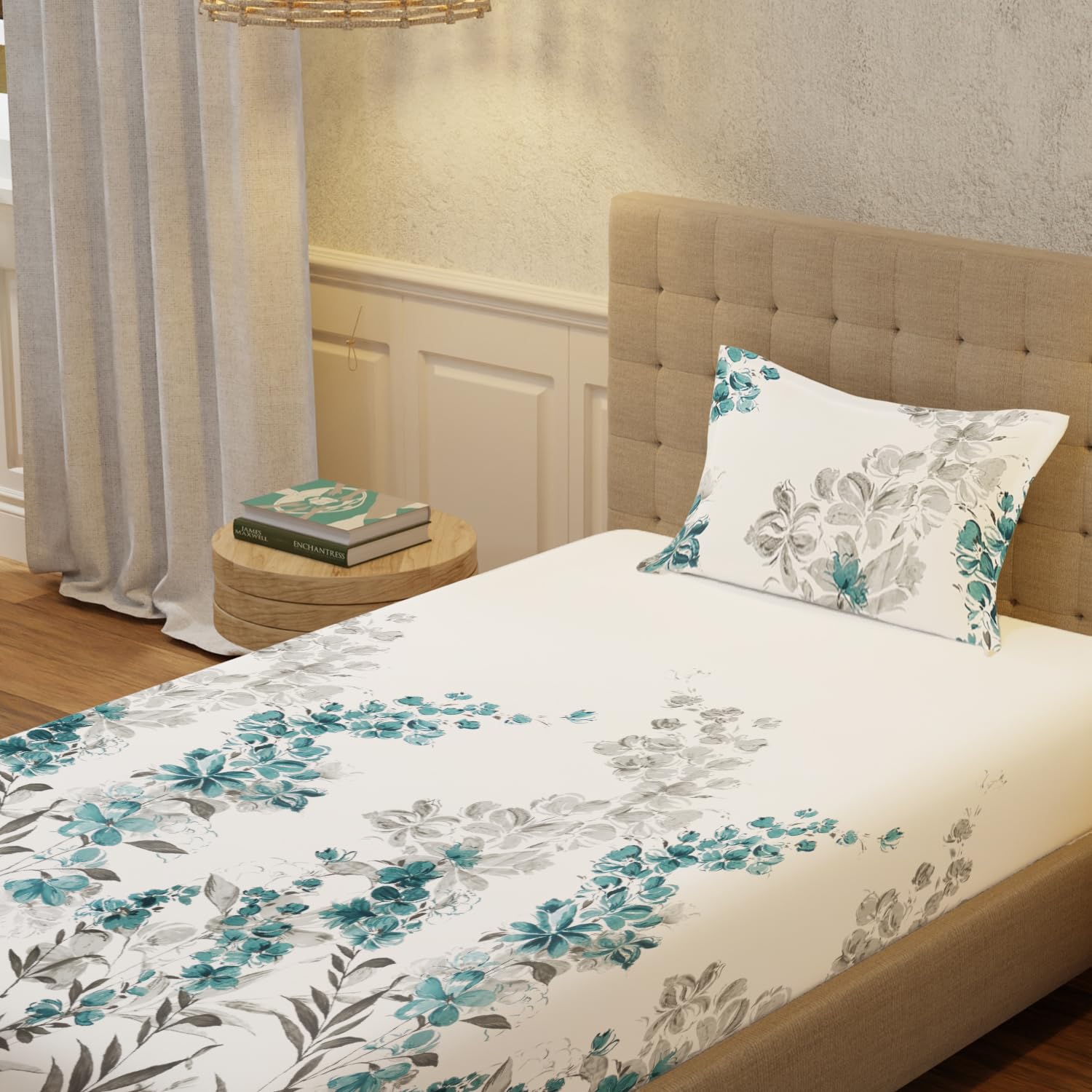 Bedsheet For Single Bed With 1 Pillow Cover | 58 X 90 Inches, White - 200 Thread Count Soft & Comfortable | Ideal For Bedroom, Guest Room, House