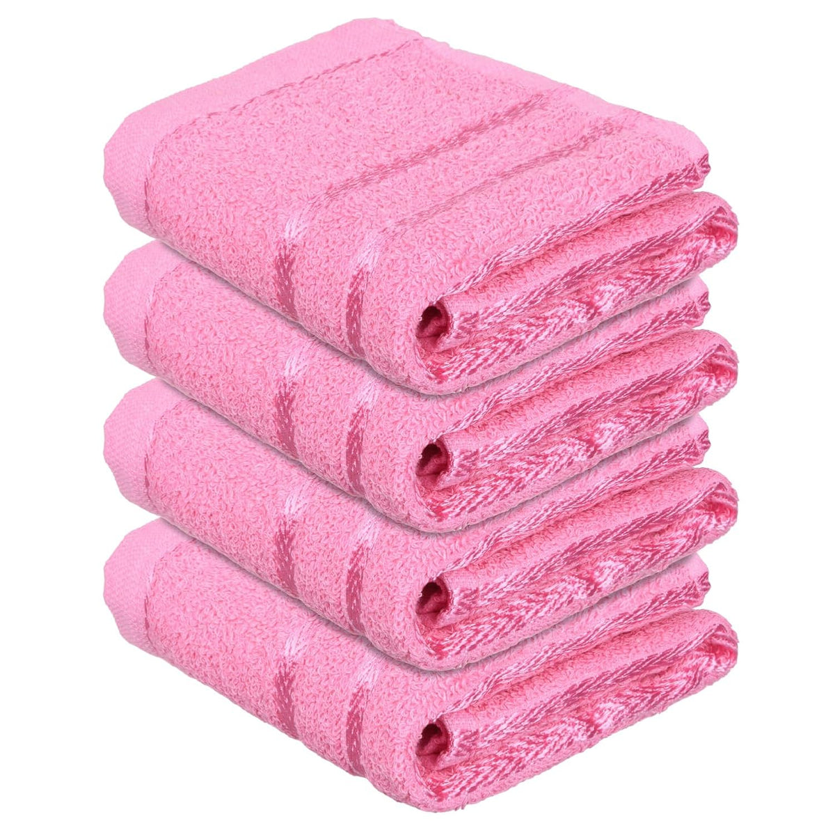 Kuber Industries Cotton Lining Design Face Towel 550 Gsm (Pink) -4 Piece