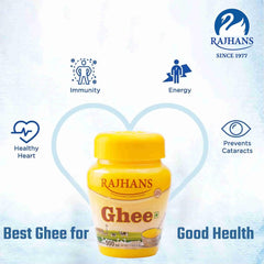 Pure Premium Cow Ghee By Rajhans | High In Protein Fiber Healthy & Nutrients Desi Ghee Perfect For Boost Energy | (500ml) 16.9 Ounce | Jar Pack