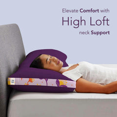 Soft Microfiber High Loft Pillow, Neck Support, Sleep Well In 43 X 69 Cm | Printed Gusset Of Extra 5 Cm Height For Soft Comfortable Sleep, Violet Whisper | Bed Pillow, Supportive - Set Of 2