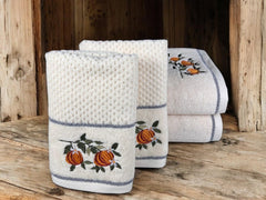 Senses By Riba All Cotton 550 Gsm Embroidered Bath Towel Set - Pack Of 4 (Style 15)