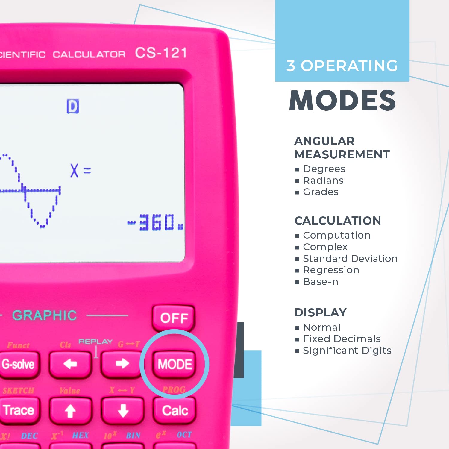 Scientific Calculator With Graphic Functions - Multiple Modes With Intuitive Interface - Perfect For Students Of Beginner & Advanced Courses, High School Or College