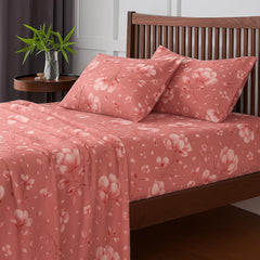 King Size Bedsheet With 2 Pillow Covers - 108 X 108 Inches, Peach | Wrinkle & Fade Resistant Bedding | Perfect For Homes, Hotels, Villas, Resorts & Guest Houses