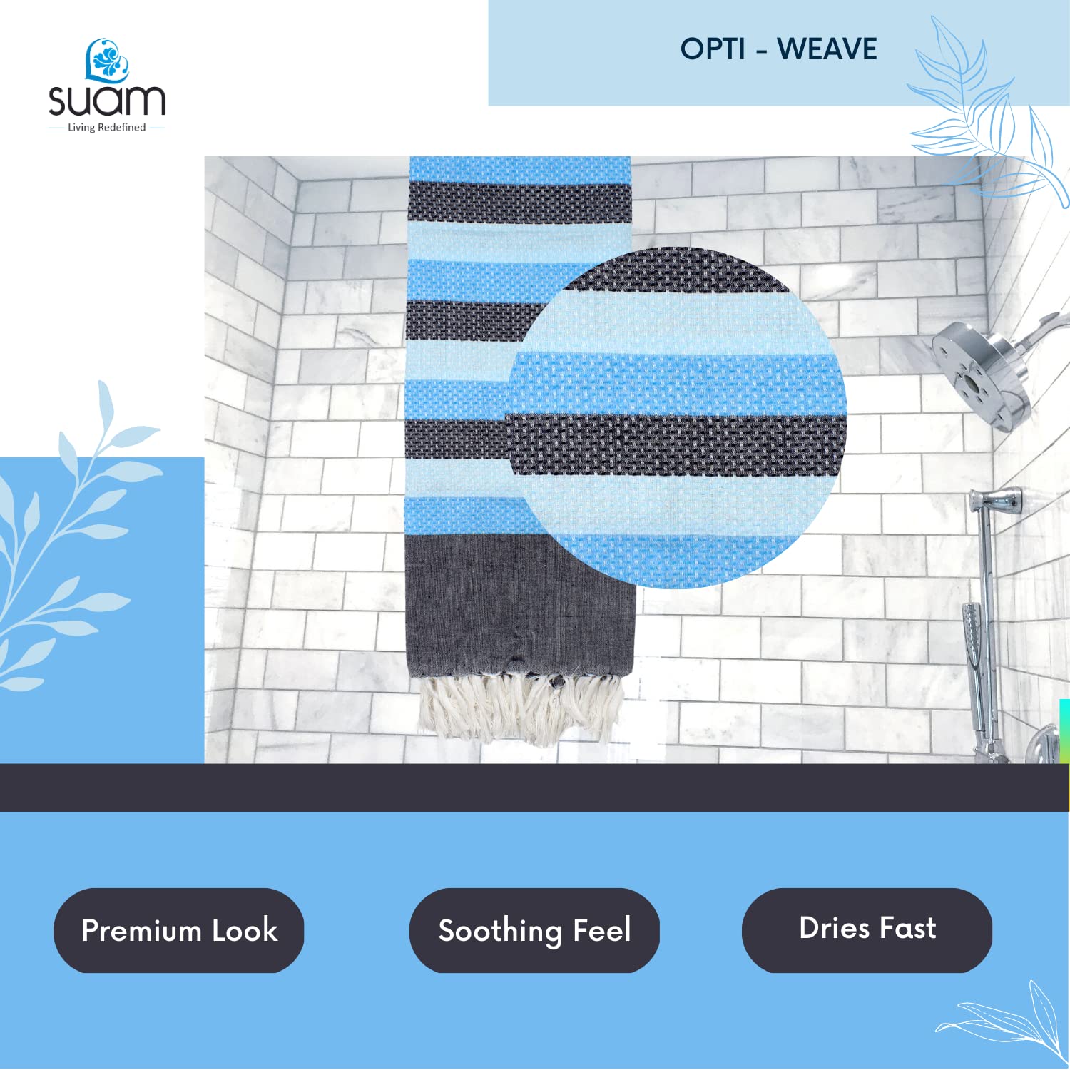 Suam Candy Cotton Towel 400 Gsm | Quick Dry, Soft & Absorbent Ideal For Bath, Beach, Gym & Travel (Blizzard Blue & Curious Blue)