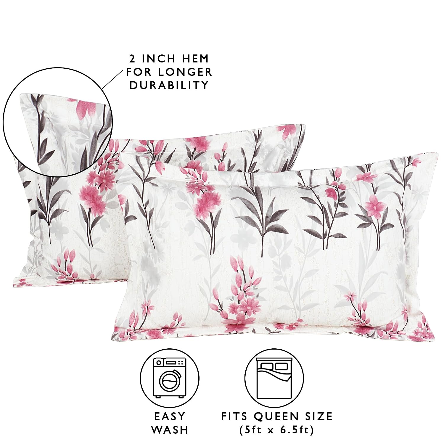 All Around Elastic Fitted Bedsheet With 2 Matching Pillow Covers - 60 X 72 Inches, Pink | Long Lasting Use & Everyday Luxury | Ideal For All Seasons