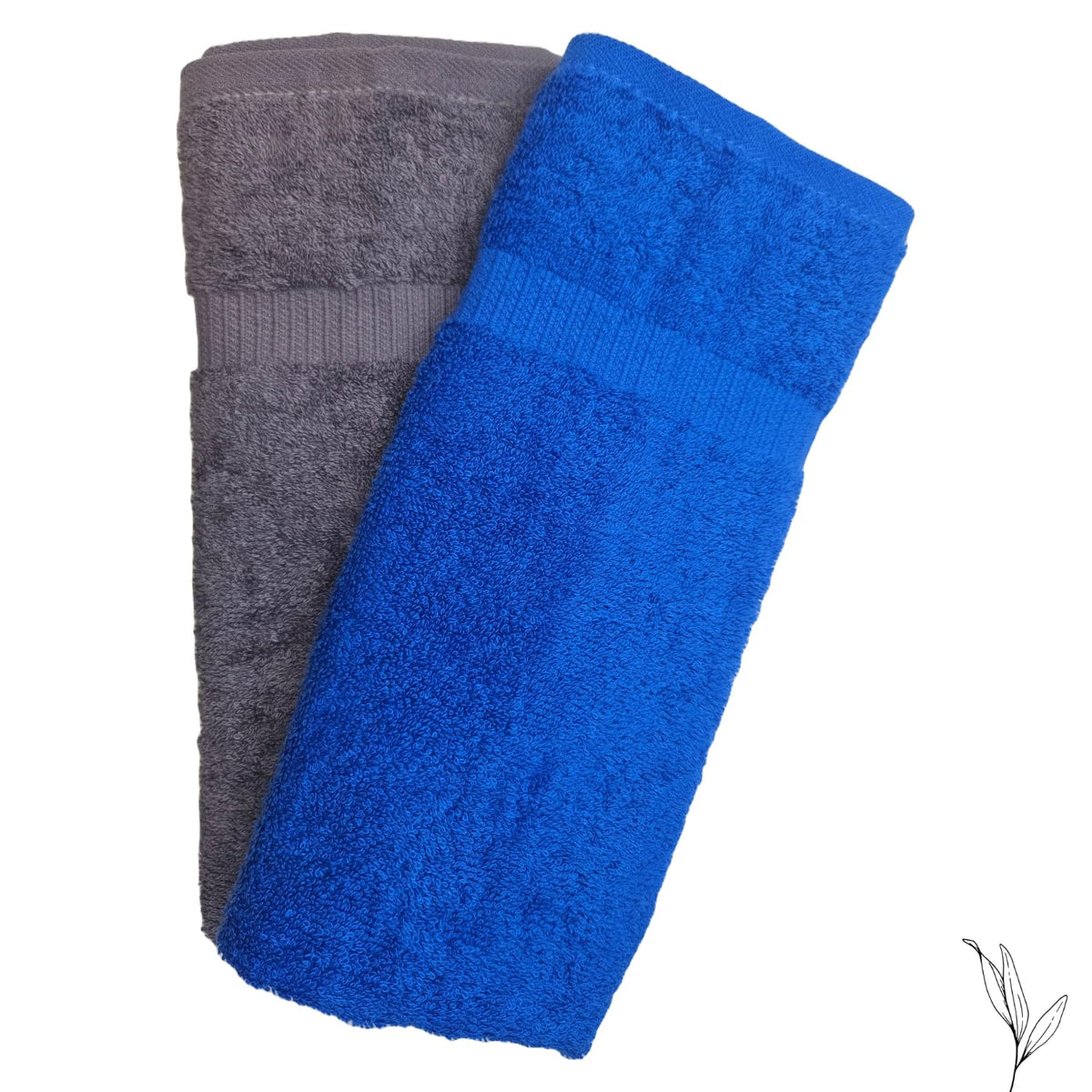 Nive Home Linens 100% Cotton Hand Towel 400 Gsm | Ultra Soft, Thick & Super Absorbent, Quick Dry Hand Towel (Gray & Blue) - 2 Pcs
