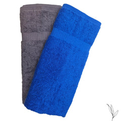 Nive Home Linens 100% Cotton Hand Towel 400 Gsm | Ultra Soft, Thick & Super Absorbent, Quick Dry Hand Towel (Gray & Blue) - 2 Pcs