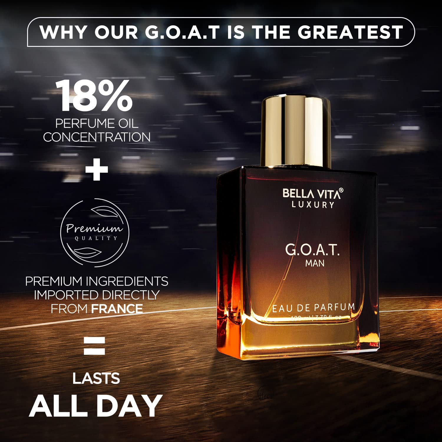 Bella Vita Luxury G.O.A.T Man Eau De Parfum 100ml 3.4 Fl.oz. Long Lasting | Gift For Husband