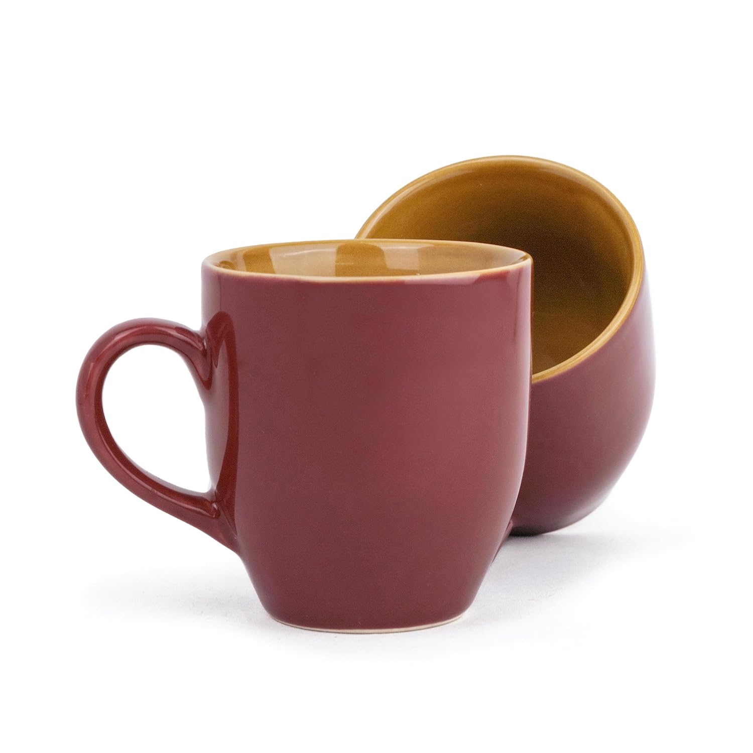 Ceramic Coffee Mug Set Of 6 - 300ml Each, Burgundy | Medium Mug With Glossy Finish - Stoneware Coffee Cup Set | Ceramic Cup - Microwave Safe & Dishwasher Safe