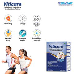 Westcoast Viticare Multivitamin, Multimineral & Antioxidants, 24 Key Nutrients To Match Up Daily Nutritional Requirement , Grape Seed Extract | 30 Tablets , 50gm 0.1lbs